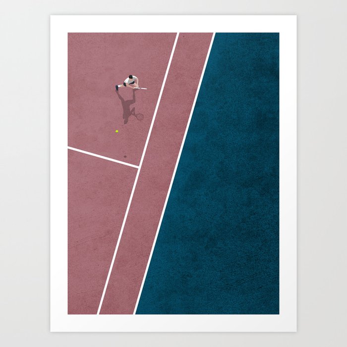 Tennis Player | Aerial Illustration Art Print