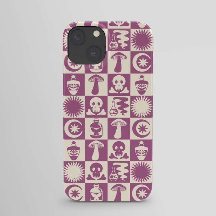Potions and Spooky Things Checkerboard Pattern iPhone Case
