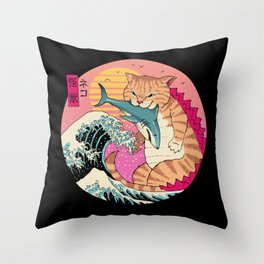 Neko Wave Kaiju Throw Pillow