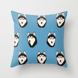 Husky Heads Throw Pillow