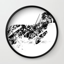 Dachshund in the snow Wall Clock