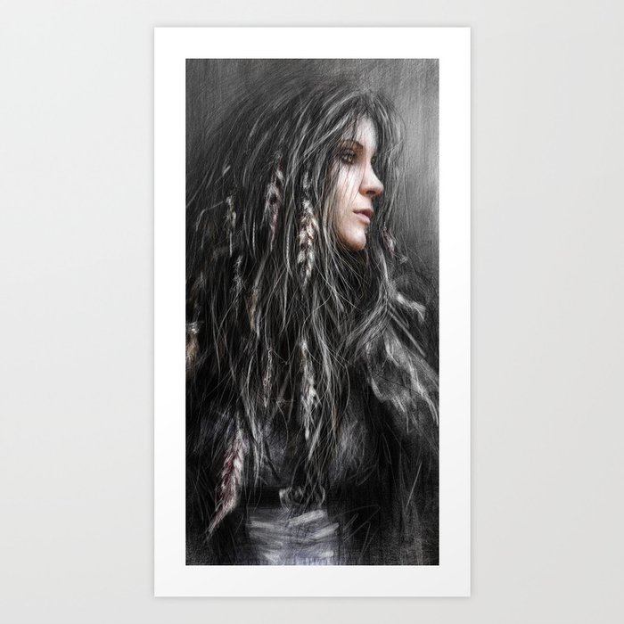 Feathers in Her Hair Art Print