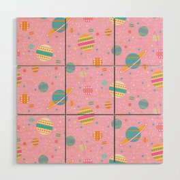 Geometric Space - Pink Wood Wall Art