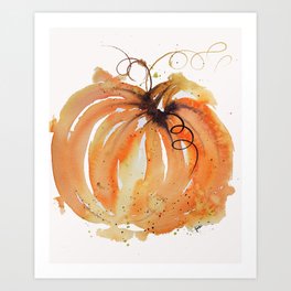 Abstract Watercolor Pumpkin Art Print