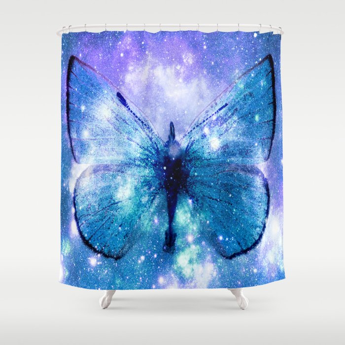 Celestial Butterfly Violet Teal Shower Curtain