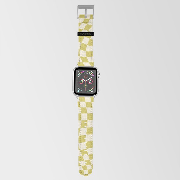 Celery Green + Nude Swirl Checker Wrap  Apple Watch Band