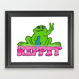 Rippit The Stoner Peace Frog Framed Art Print