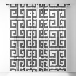 Large Black and White Greek Key Pattern Sheer Curtain