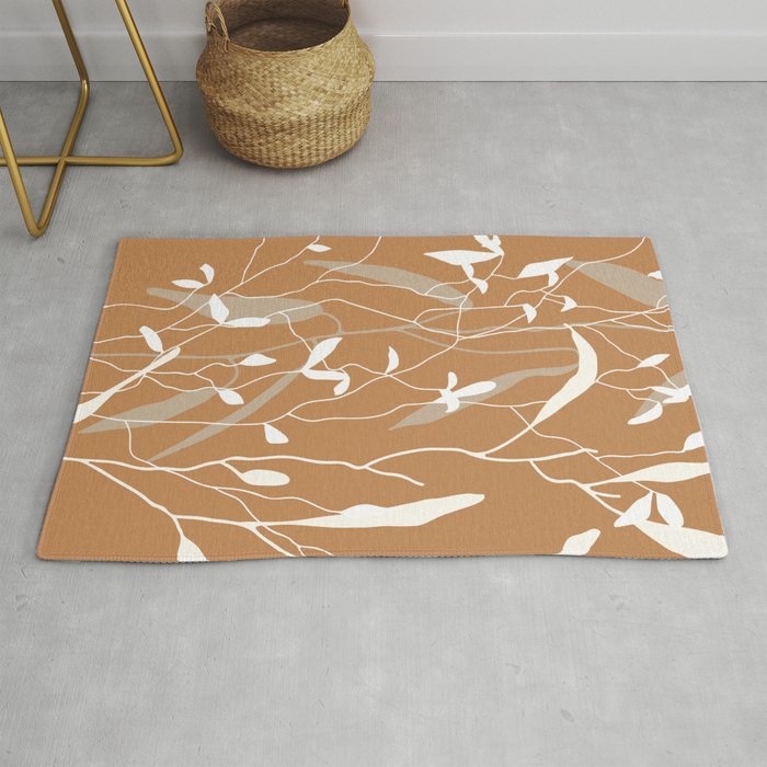 Meadow Grasses Floral on Yellow Rug