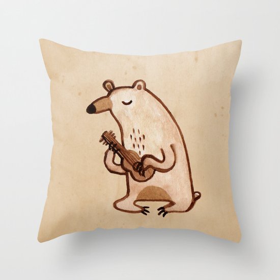 Ukulele Bear Throw Pillow