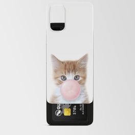 Baby Tabby Cat, Kitten Blowing Bubble Gum, Pink Nursery, Baby Animals Art Print by Synplus Android Card Case