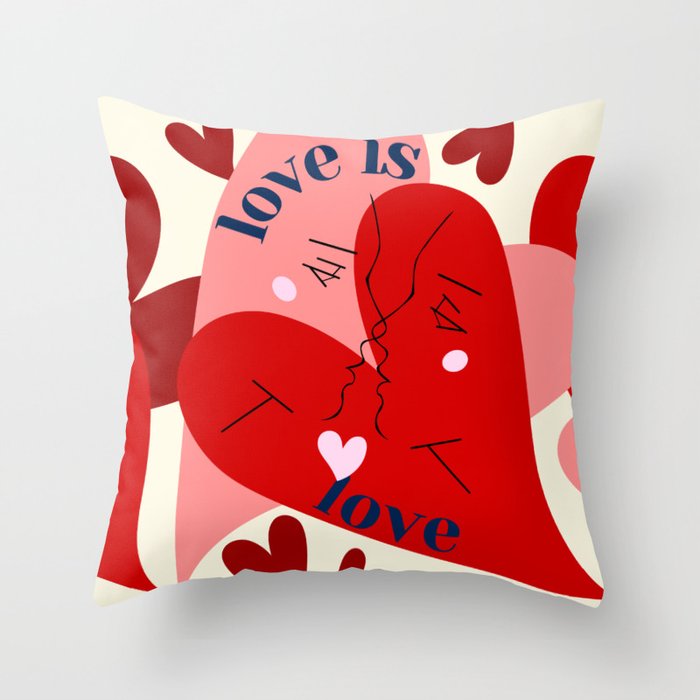 Love is Love - 2/3 Original Red Throw Pillow