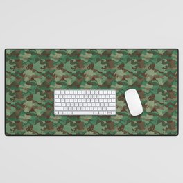 Small Military Army Green and Khaki Brown Camo Camouflage Print Desk Mat