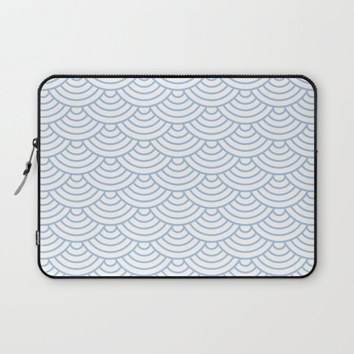 Pale Blue Japanese wave pattern Laptop Sleeve