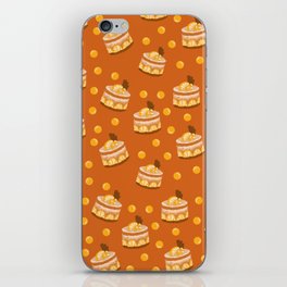 Sweet Cakes Print On Orange Background Pattern iPhone Skin
