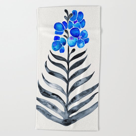 Blooming Orchid – Blue & Black Palette Beach Towel