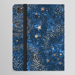 Magical Starry Night Sky Golden Cosmic Swirls iPad Folio Case