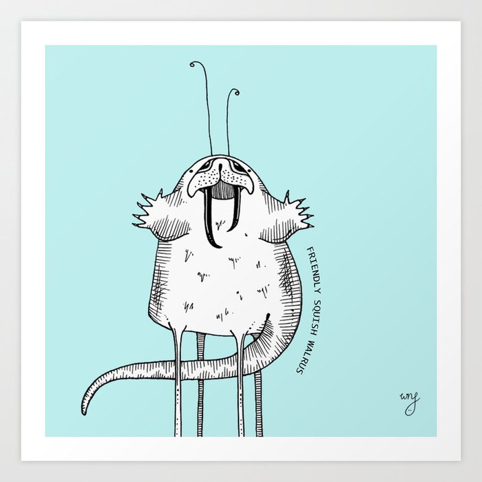 Cute monsters - the Friendly Squish Walrus Art Print