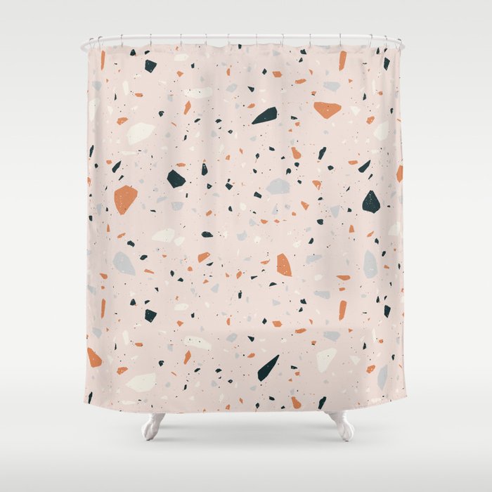 Terrazzo + Pink Shower Curtain