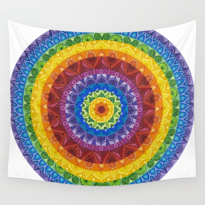 Rainbow Spectrum Mandala Wall Tapestry