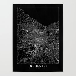 Rochester, New York Black Map Poster