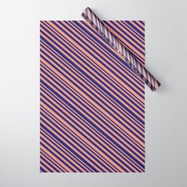 [ Thumbnail: Dark Salmon & Midnight Blue Colored Lines Pattern Wrapping Paper ]