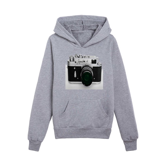 VINTAGE CAMERA Green Lens Kids Pullover Hoodie