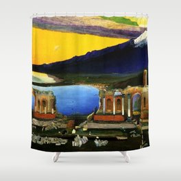 Sicily, Ruins of the Greek Theater at Taormina by Csontvary Kosztka Tivadar Shower Curtain