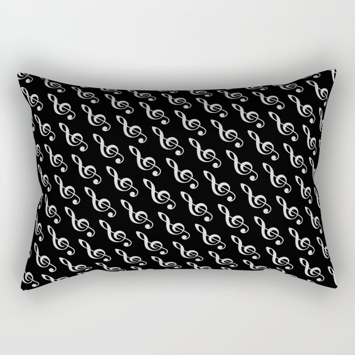 Music therapy inverted / Black and white music clef pattern Rectangular Pillow