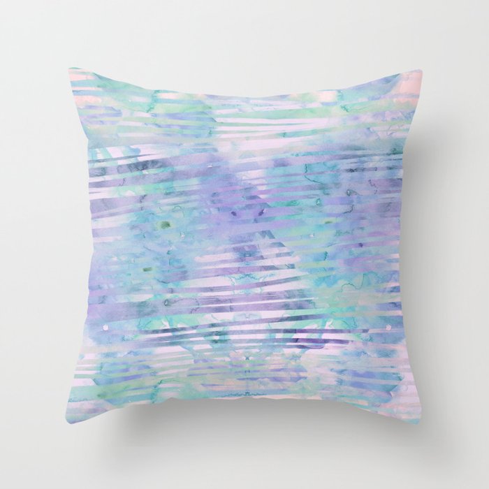 Modern hand drawn geometric stripes purple watercolor pattern Throw Pillow