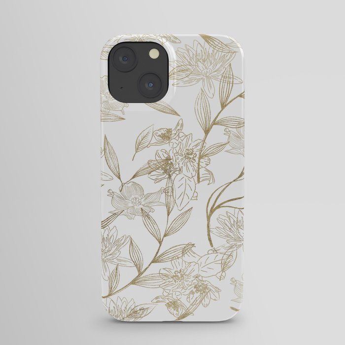 Elegant white gold modern trendy floral iPhone Case