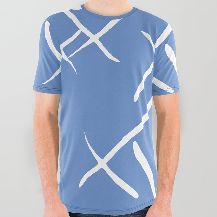 White cross marks on dark blue background All Over Graphic Tee