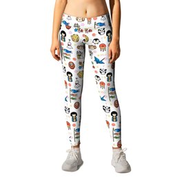 Lucky Japan Doodle Leggings | Curated, Pattern, Illustration, Comic 