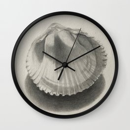 Cockle Shell Wall Clock | Shell, Highlight, Cockleshell, Graphite, Shading, Black and White, Lighting, Drawing 