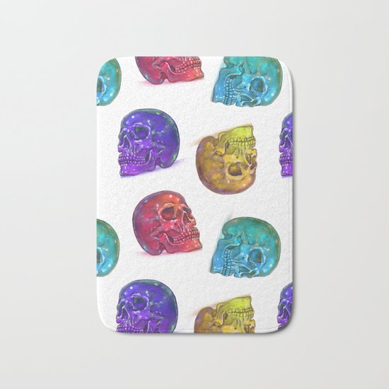 Rainbow Crystal Skulls Pattern Bath Mat