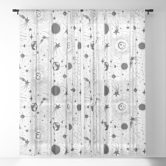 Solar System White Sheer Curtain By Heatherduttonhangtightstudio