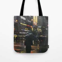 City Lights and Lonely Man in Toronto Street photography Tote Bag