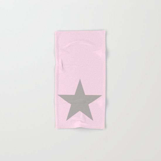 Grey star on pink background Hand & Bath Towel
