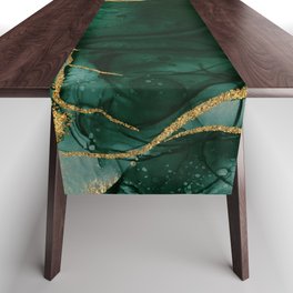 Gold and Emerald Marble I Table Runner