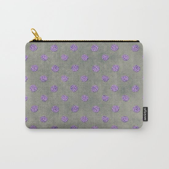 Purple Glitter Dots on Grunge Gray Carry-All Pouch