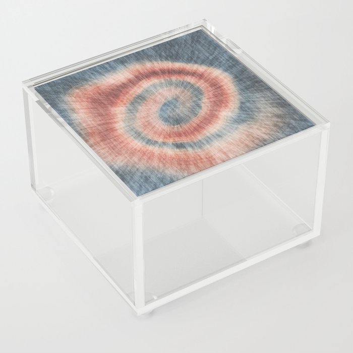 Terracotta Blue Tie Dye Abstract Acrylic Box