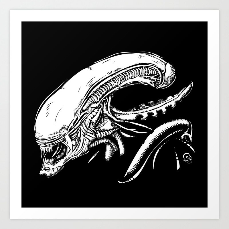 Alien Xenomorph Art Print By Grimgram Society6