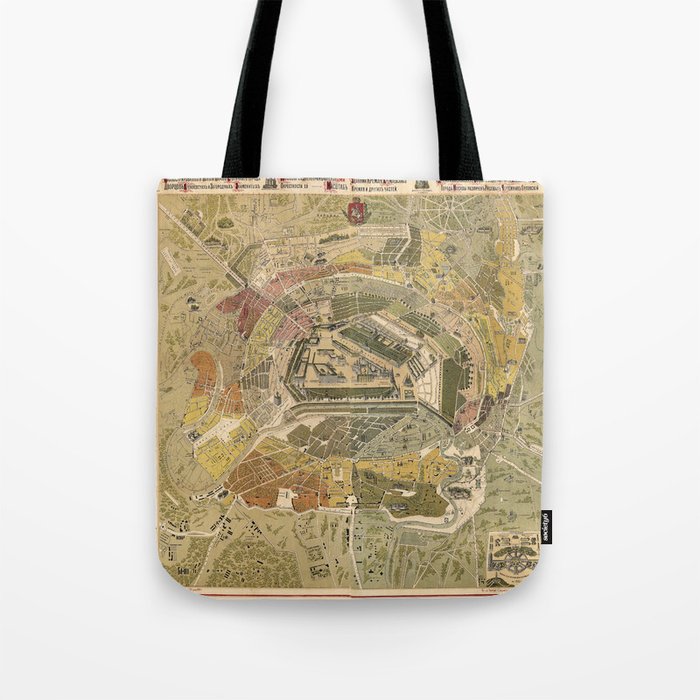 Map of Moscow Vintage Pictorial Map Tote Bag