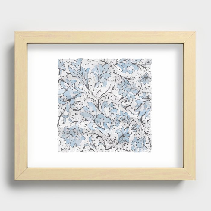 garden of eden with blue flowers   Recessed Framed Print