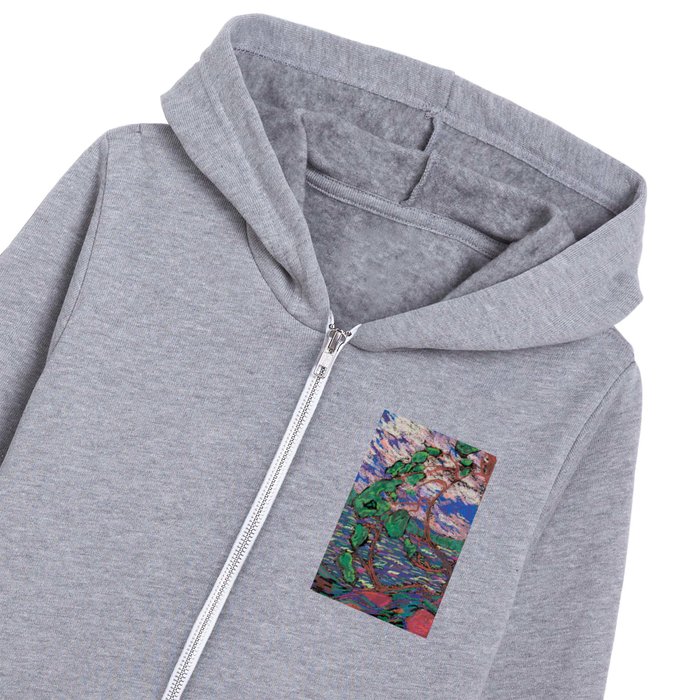 Multicolored Pastel Landscape Homage to Tom Thomson's West Wind Kids Zip Hoodie