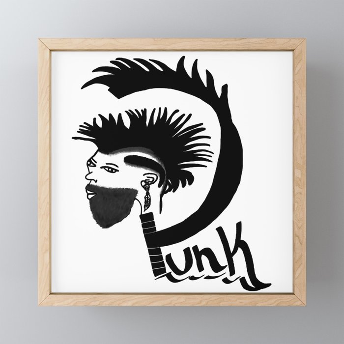 Mohawk hairstyle - Punk design Framed Mini Art Print