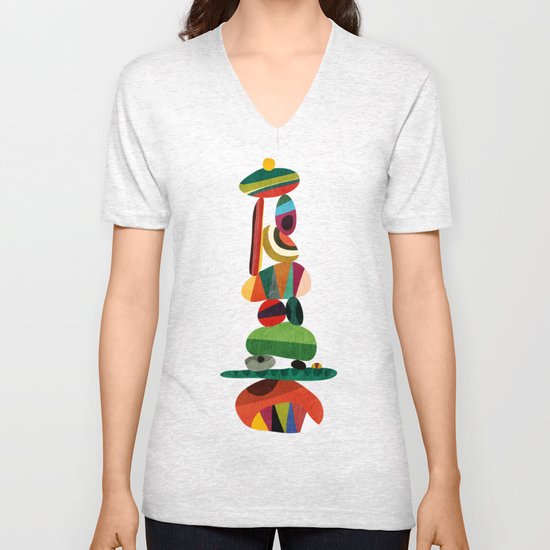 Totem - balanced pebbles Unisex V-Neck