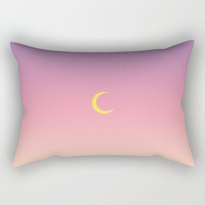 Minimal Moon on Pink and Purple Gradient Rectangular Pillow