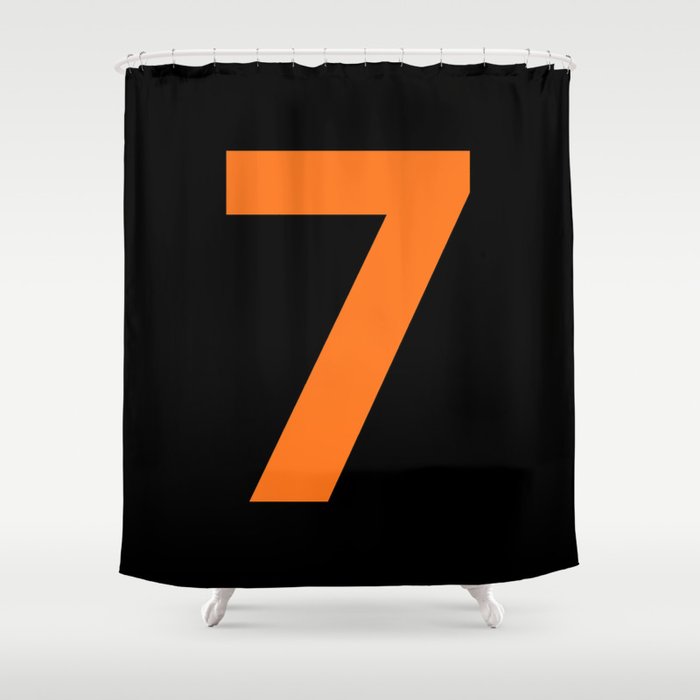 Number 7 (Orange & Black) Shower Curtain