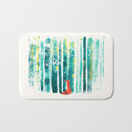 Fox in quiet forest Bath Mat